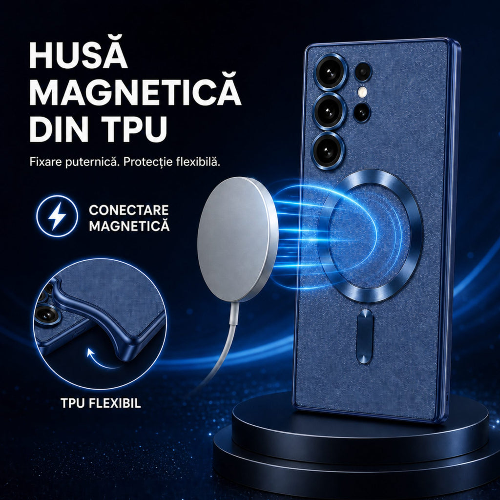 Husă Samsung Galaxy S23 Ultra, magnetică MagSafe, albastru marin