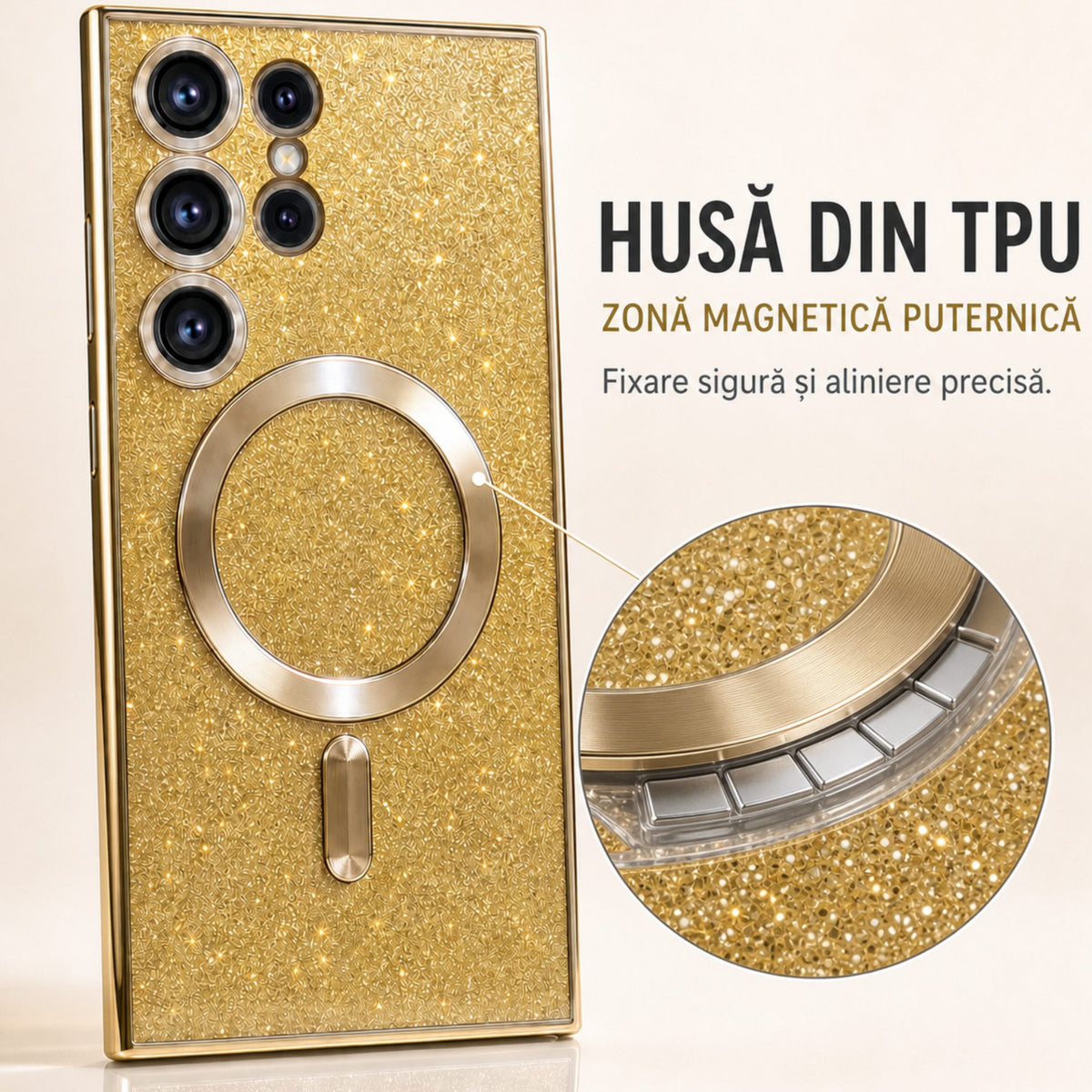 Husă Samsung Galaxy S23 Ultra, magnetică MagSafe, auriu