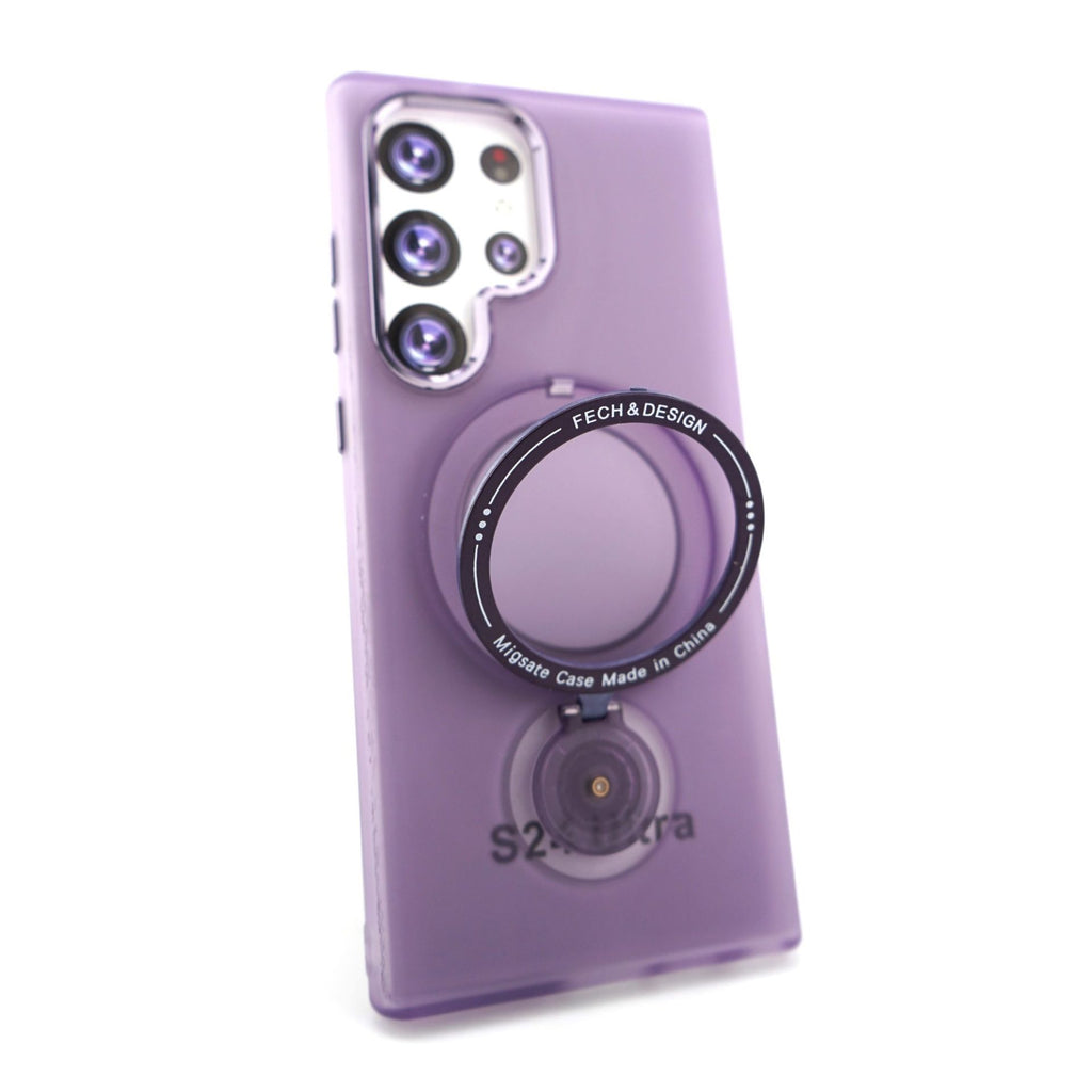 Husă Samsung Galaxy S23 Ultra, magnetică MagSafe, mată, cu inel magnetic rotativ, mov