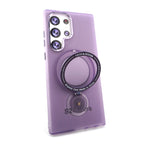 Husă Samsung Galaxy S23 Ultra, magnetică MagSafe, mată, cu inel magnetic rotativ, mov