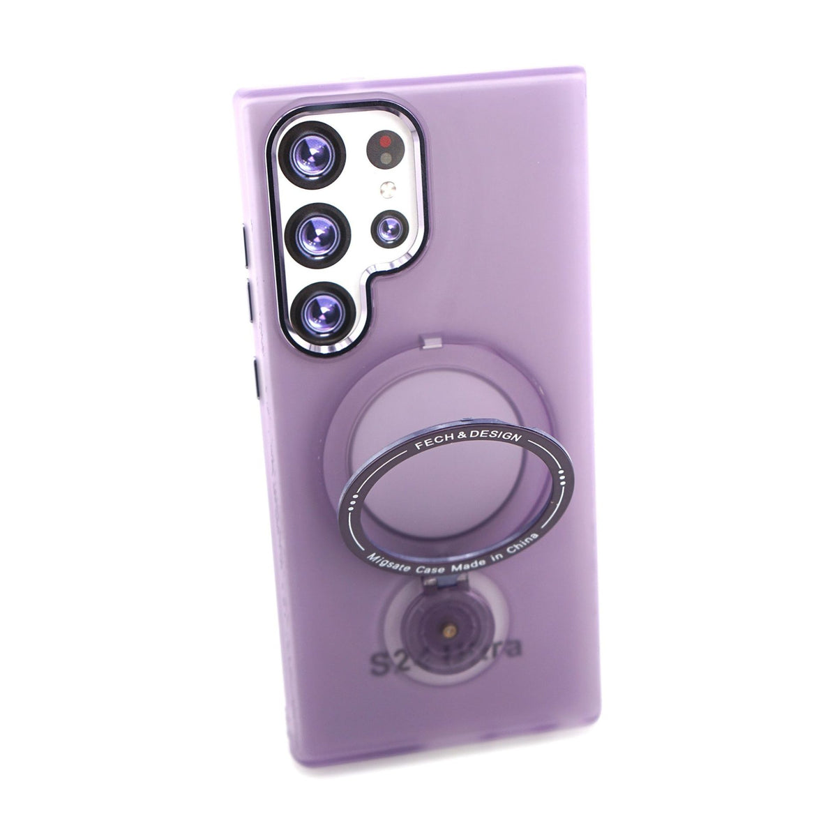 Husă Samsung Galaxy S23 Ultra, magnetică MagSafe, mată, cu inel magnetic rotativ, mov