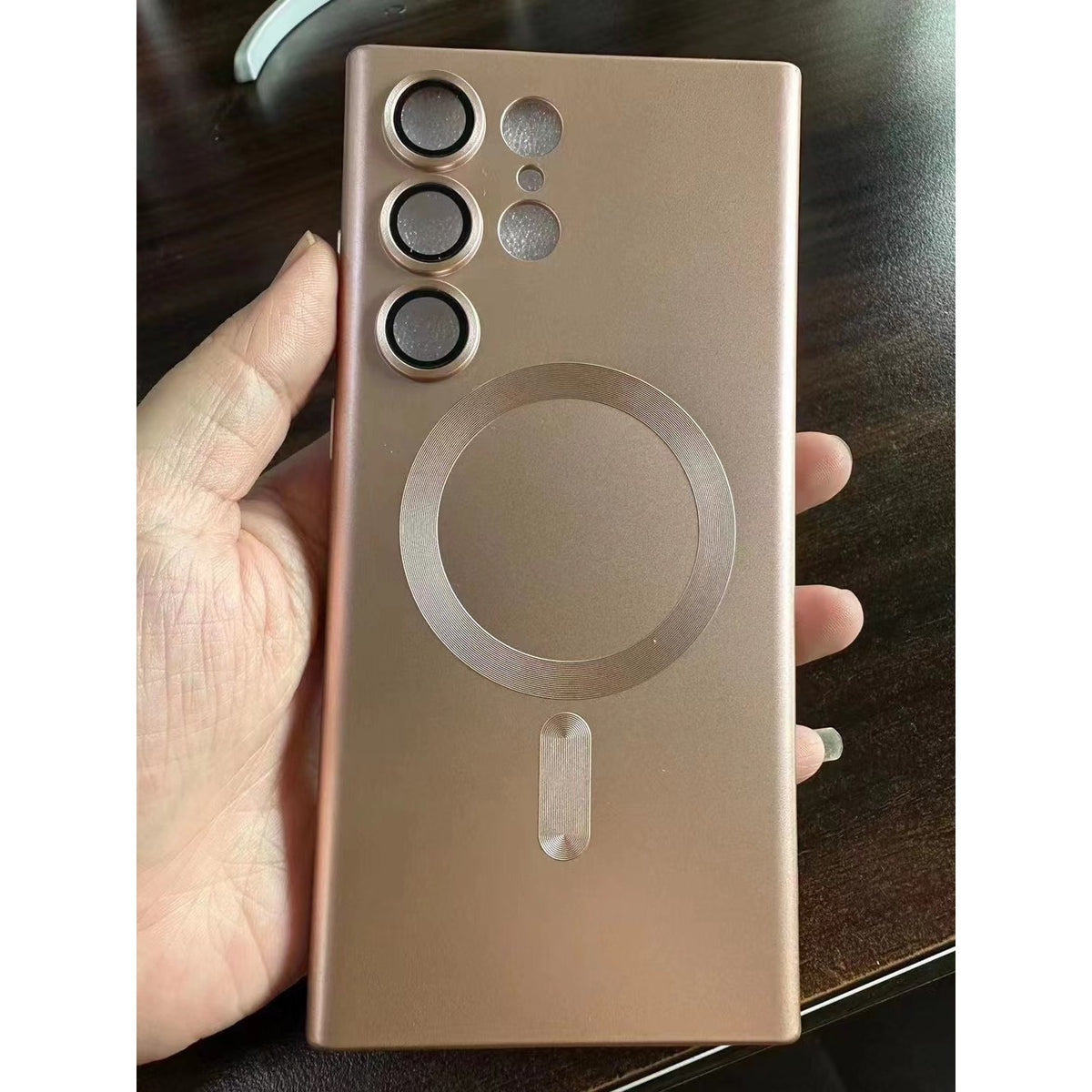 Husă Samsung Galaxy S23 Ultra, magnetică MagSafe, mată, roz-auriu