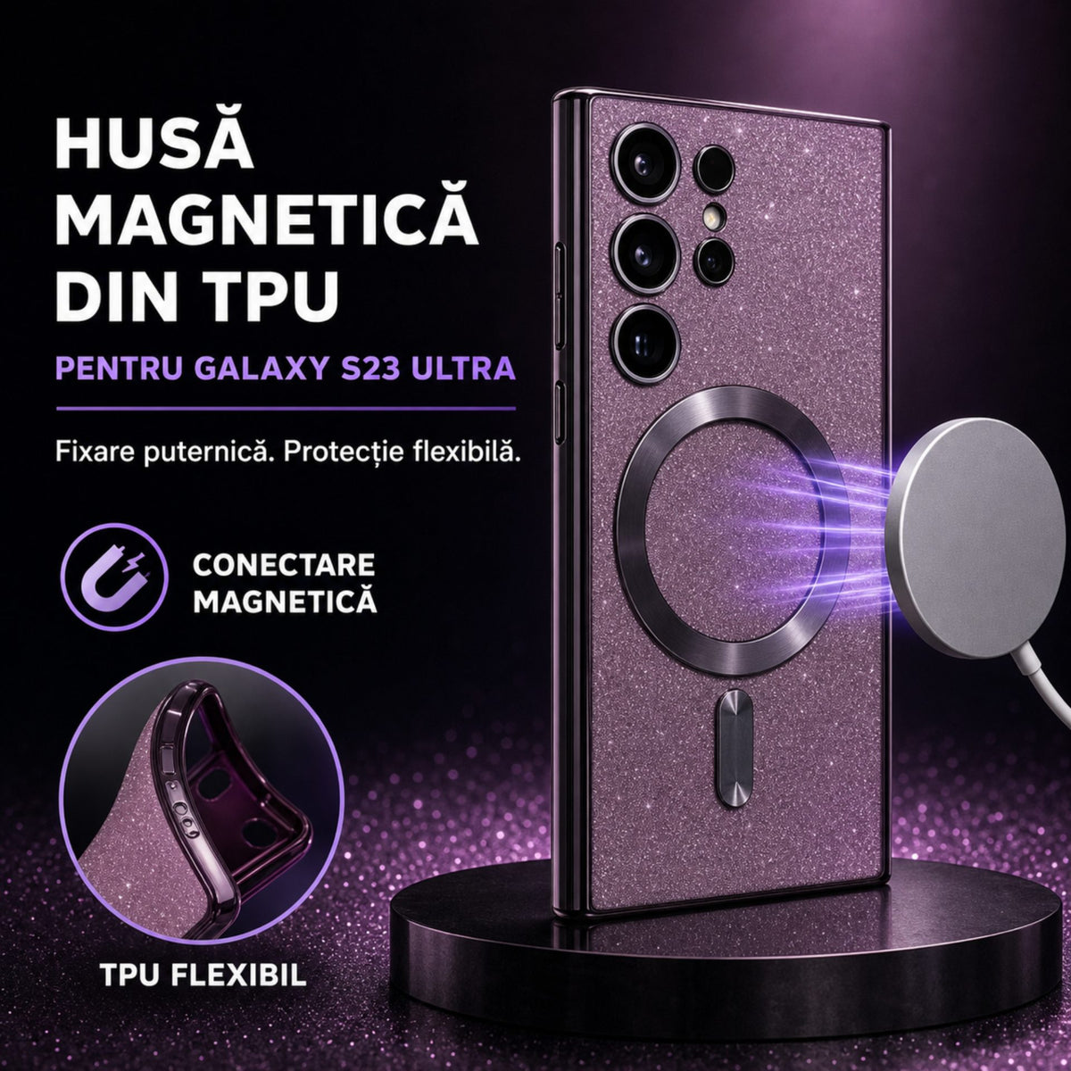 Husă Samsung Galaxy S23 Ultra, magnetică MagSafe, mov