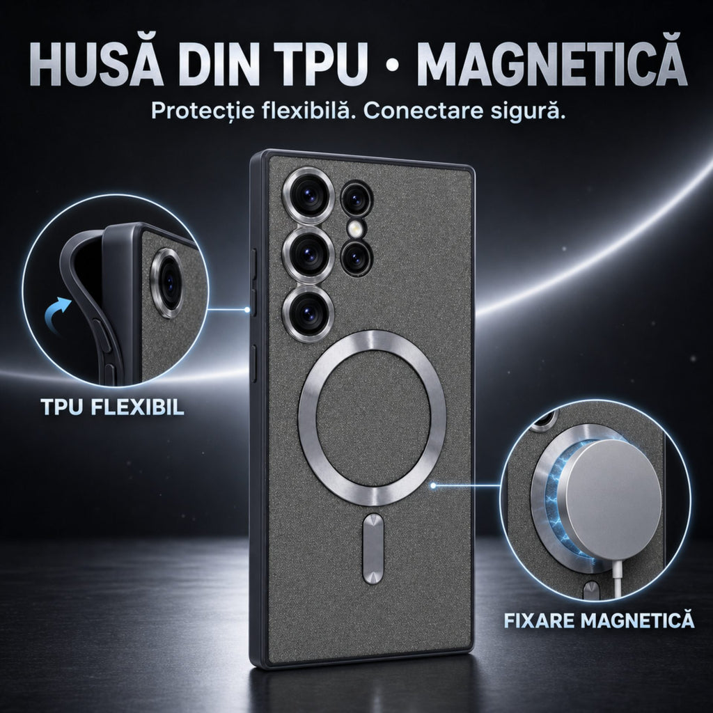 Husă Samsung Galaxy S23 Ultra, magnetică MagSafe, negru