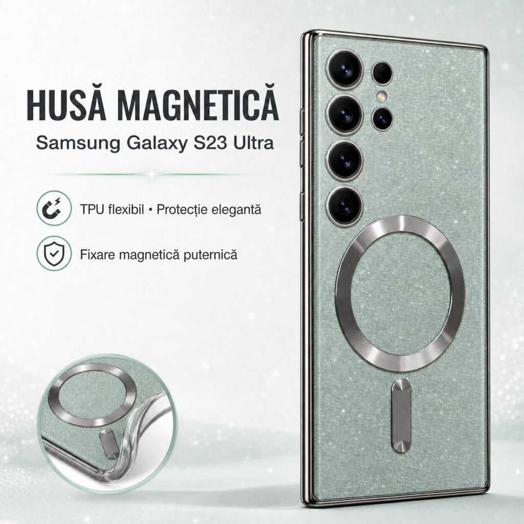 Husă Samsung Galaxy S23 Ultra, magnetică MagSafe, verde