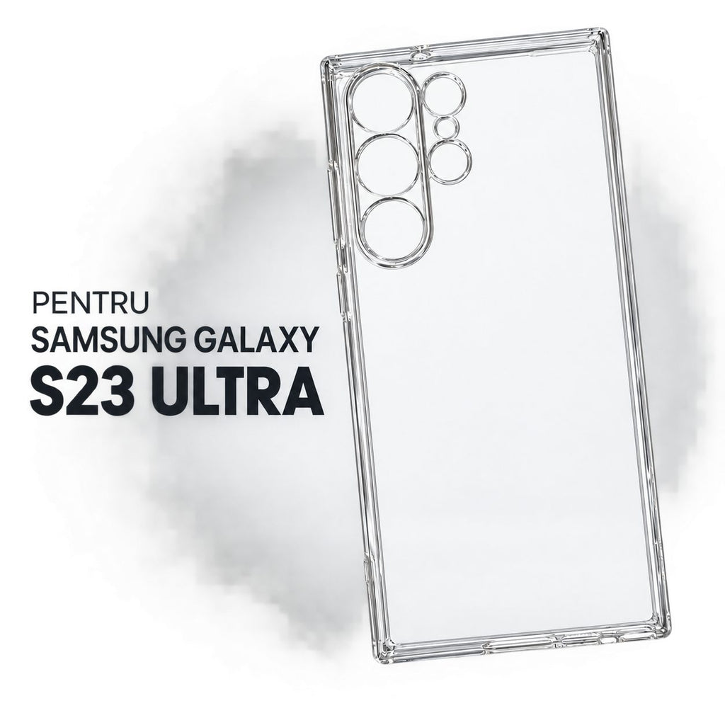 Husă Samsung Galaxy S23 Ultra, transparentă, din PC și TPU, transparent