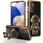 Husă Samsung Galaxy S24, antișoc, cu suport în formă de astronaut, negru