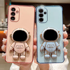 Husă Samsung Galaxy S24, antișoc, cu suport în formă de astronaut, roz