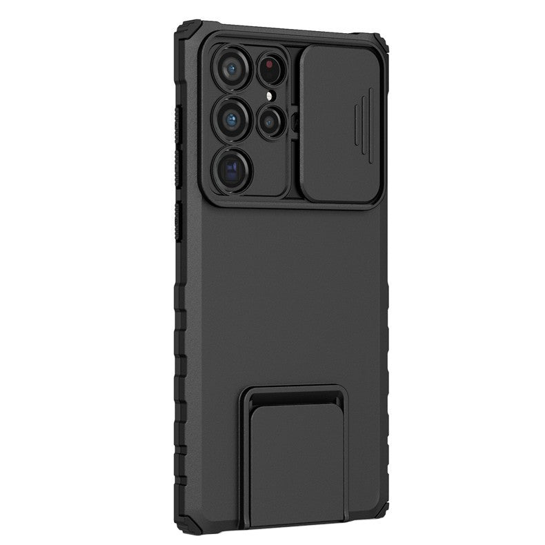 Husă Samsung Galaxy S24 FE, ultra-rezistentă cu suport, negru