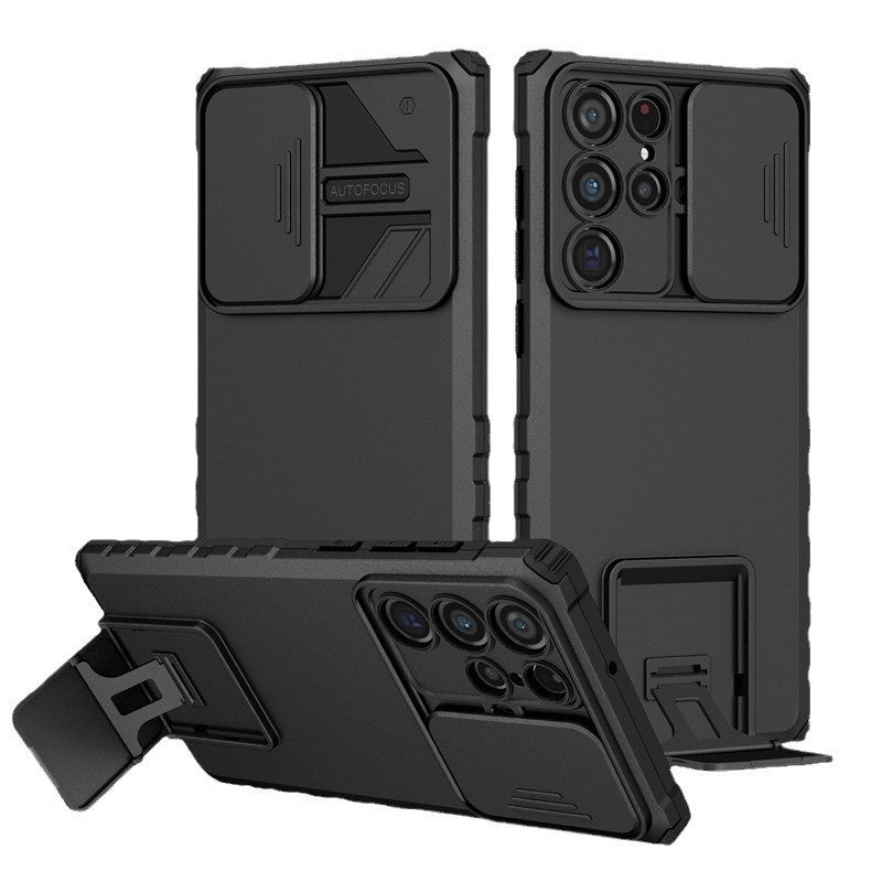 Husă Samsung Galaxy S24 FE, ultra-rezistentă cu suport, negru