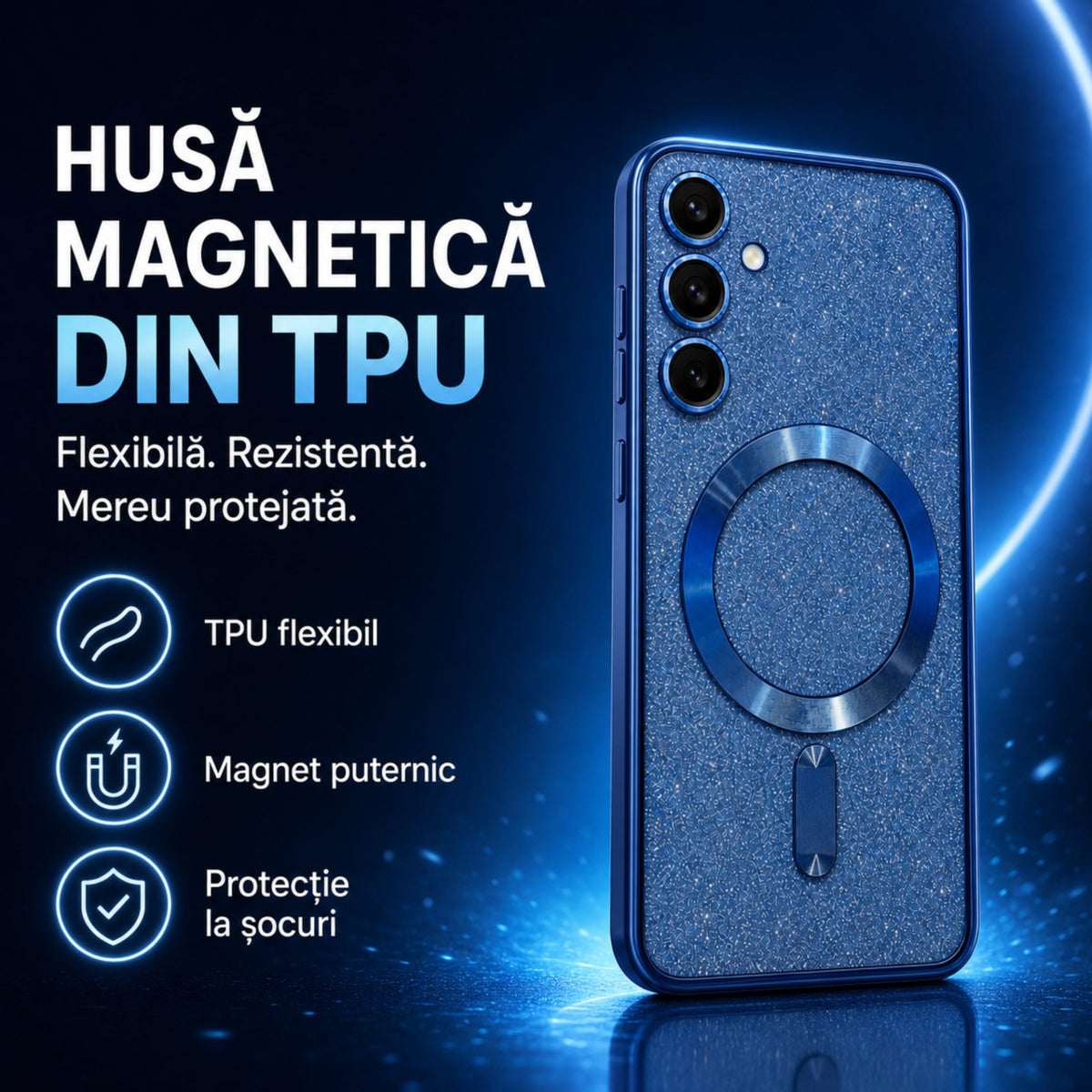 Husă Samsung Galaxy S24, magnetică MagSafe, albastru marin