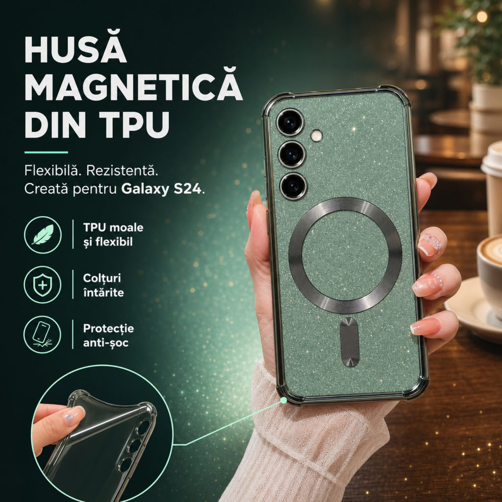 Husă Samsung Galaxy S24, magnetică MagSafe, verde