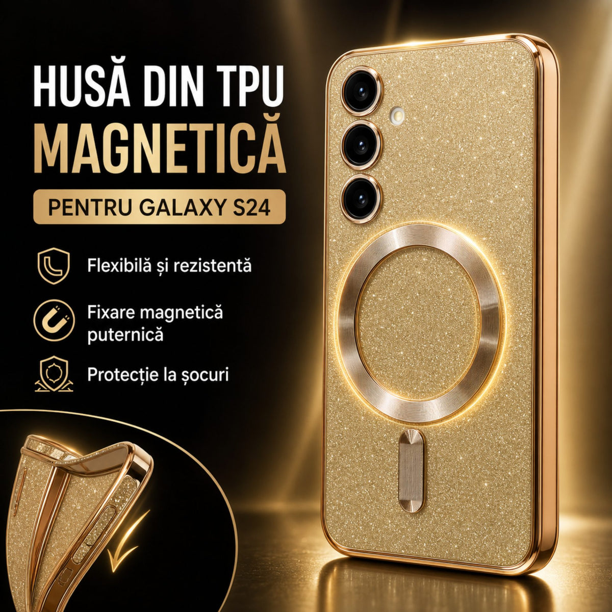 Husă Samsung Galaxy S24 Plus, magnetică MagSafe, auriu