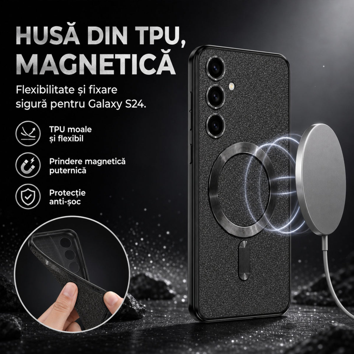 Husă Samsung Galaxy S24 Plus, magnetică MagSafe, negru