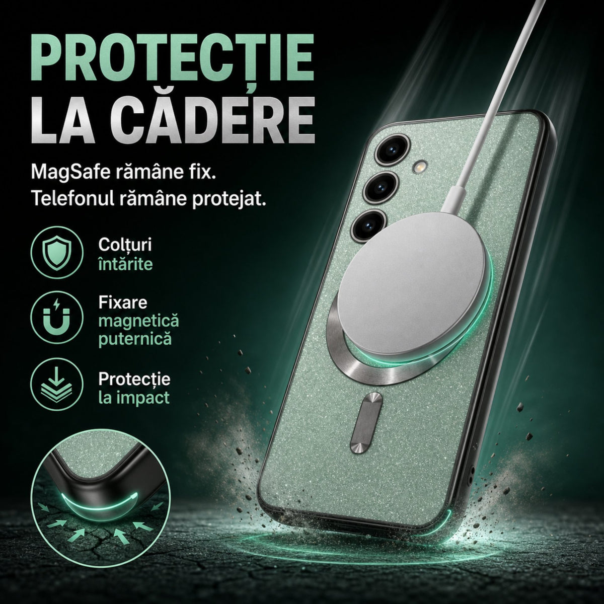Husă Samsung Galaxy S24 Plus, magnetică MagSafe, verde