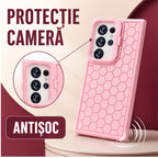 Husă Samsung Galaxy S24 Ultra, antișoc, cu model 3D și inel la cameră, roz
