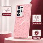 Husă Samsung Galaxy S24 Ultra, antișoc, cu model 3D și inel la cameră, roz