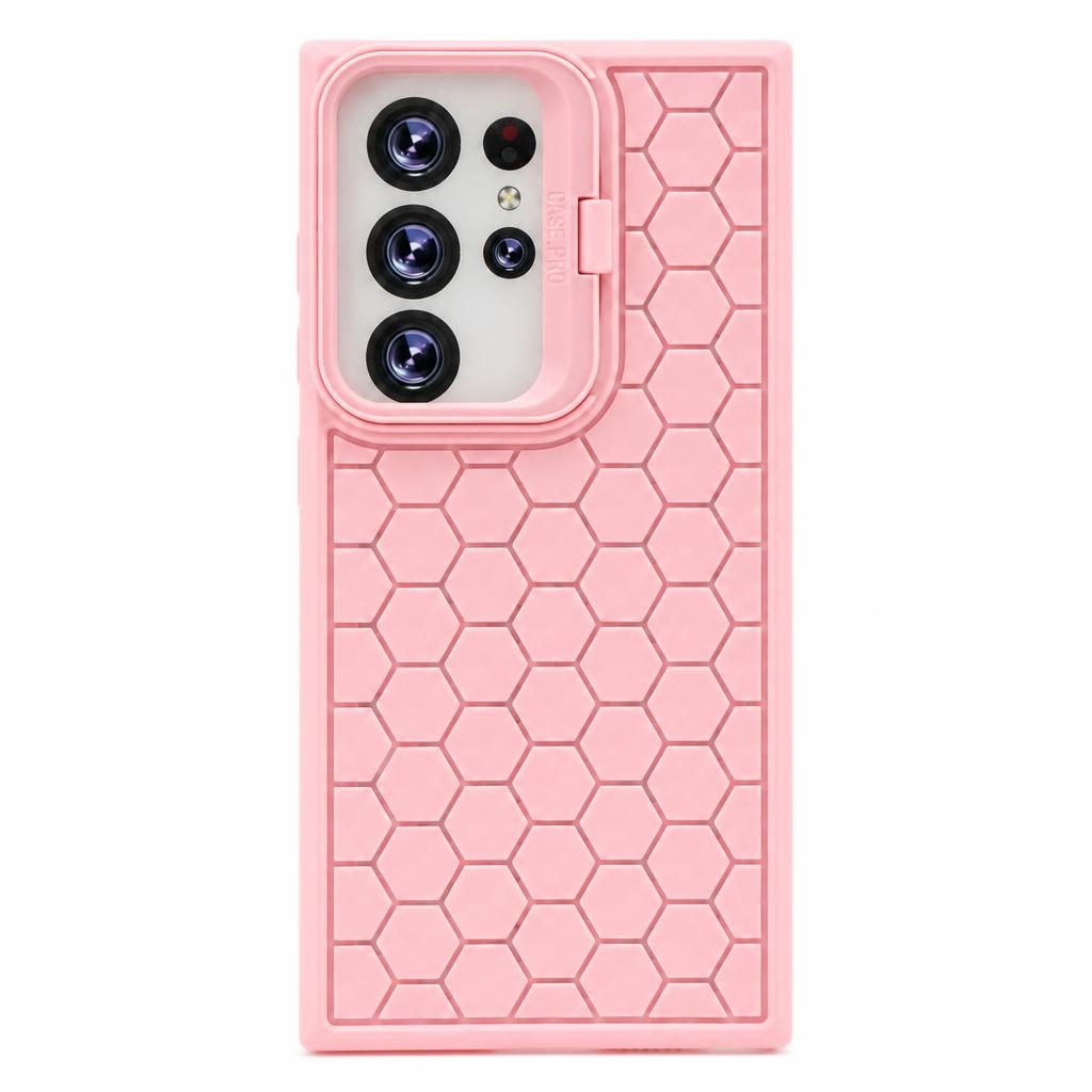 Husă Samsung Galaxy S24 Ultra, antișoc, cu model 3D și inel la cameră, roz