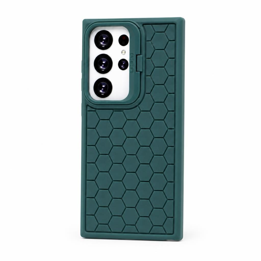 Husă Samsung Galaxy S24 Ultra, antișoc, cu model 3D și inel la cameră, verde