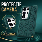 Husă Samsung Galaxy S24 Ultra, antișoc, cu model 3D și inel la cameră, verde