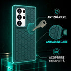 Husă Samsung Galaxy S24 Ultra, antișoc, cu model 3D și inel la cameră, verde