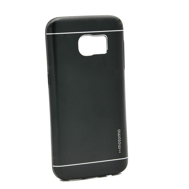 Husă Samsung Galaxy S6 Edge, cu aspect metalic, cu linii decorative, negru