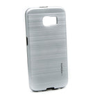 Husă Samsung Galaxy S6 Edge, cu aspect metalic, cu textură periată, argintiu