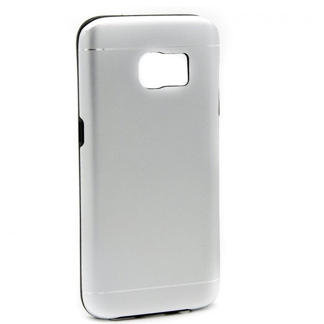 Husă Samsung Galaxy S7 Edge, cu aspect metalic, cu linii decorative, argintiu