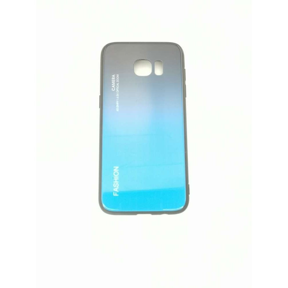 Husă Samsung Galaxy S7 Edge, cu spate din sticlă în degrade, albastru