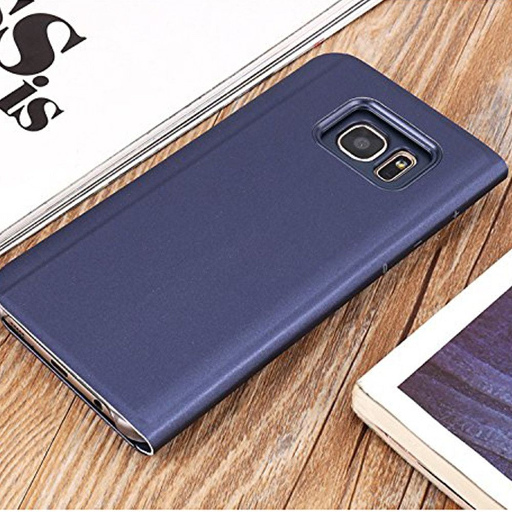 Husă Samsung Galaxy S7 Edge, tip carte cu oglindă, albastru