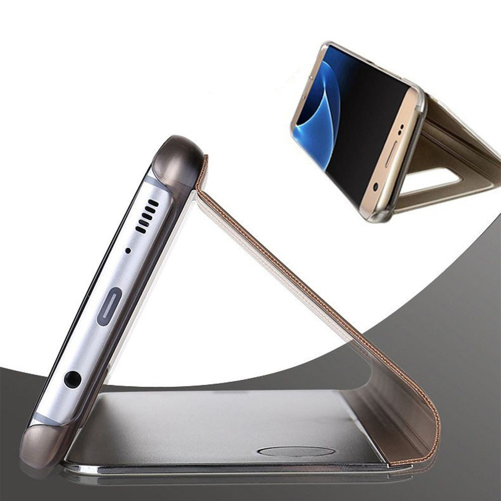 Husă Samsung Galaxy S7 Edge, tip carte cu oglindă, auriu