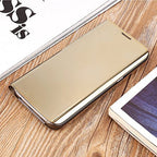 Husă Samsung Galaxy S7 Edge, tip carte cu oglindă, auriu