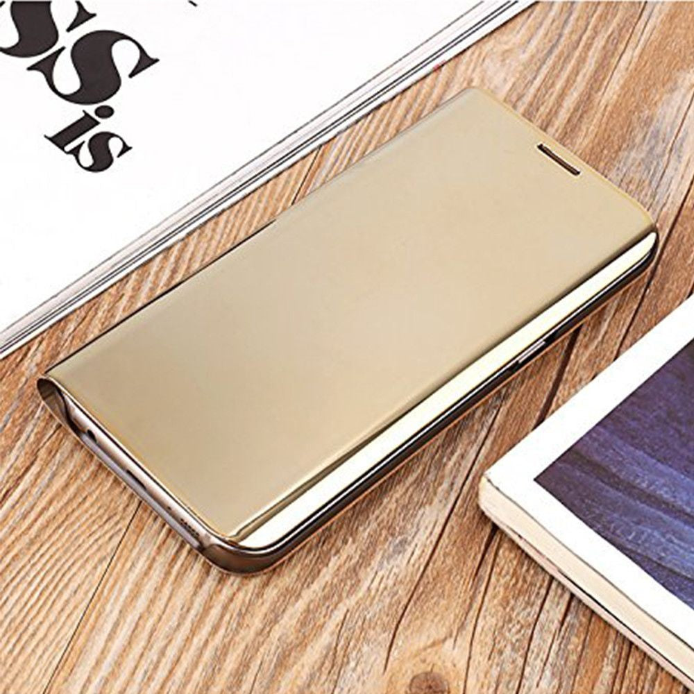 Husă Samsung Galaxy S7 Edge, tip carte cu oglindă, auriu