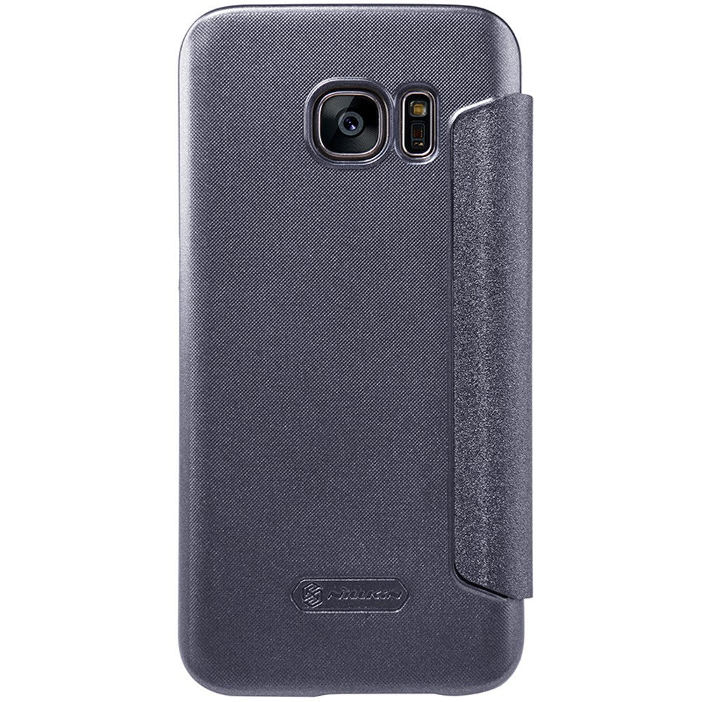 Husă Samsung Galaxy S7, tip carte, cu capac lucios, negru