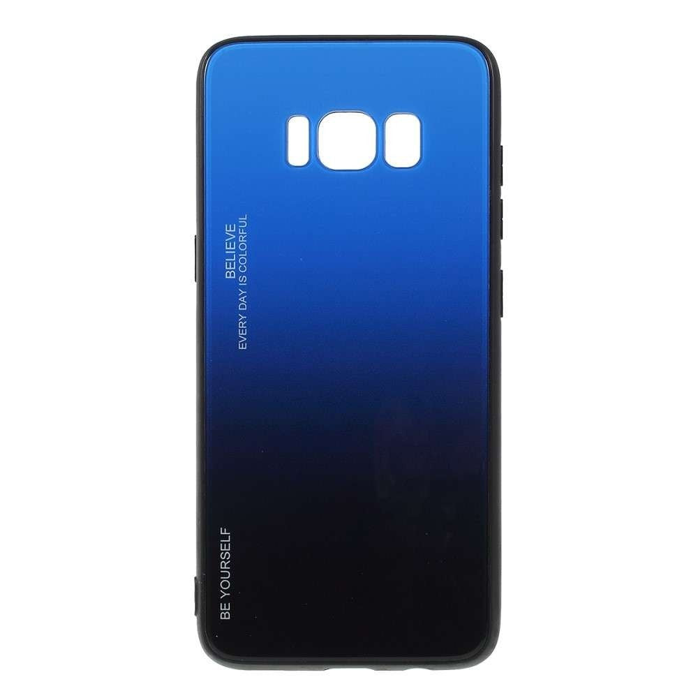 Husă Samsung Galaxy S8, cu spate din sticlă în degrade, albastru