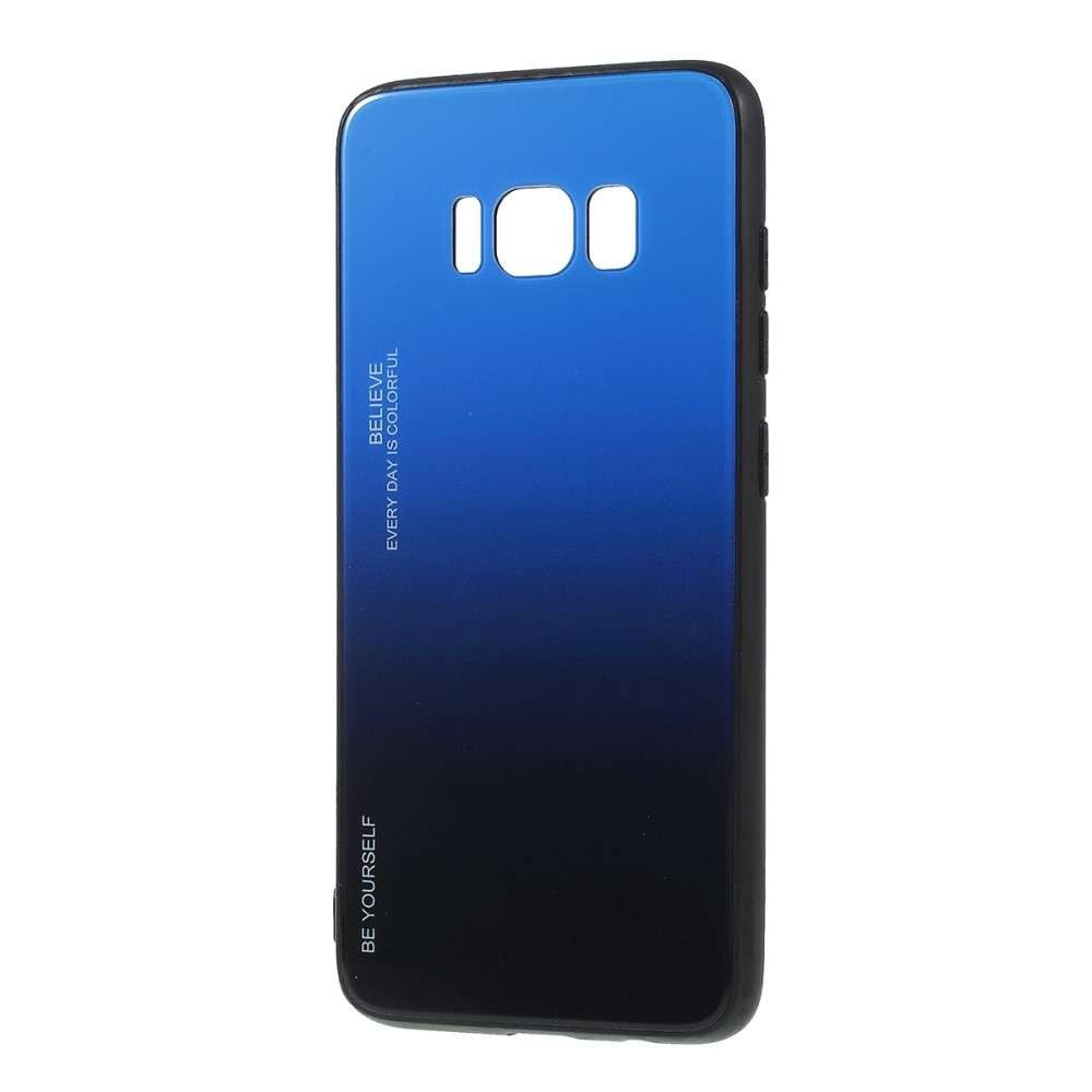 Husă Samsung Galaxy S8, cu spate din sticlă în degrade, albastru