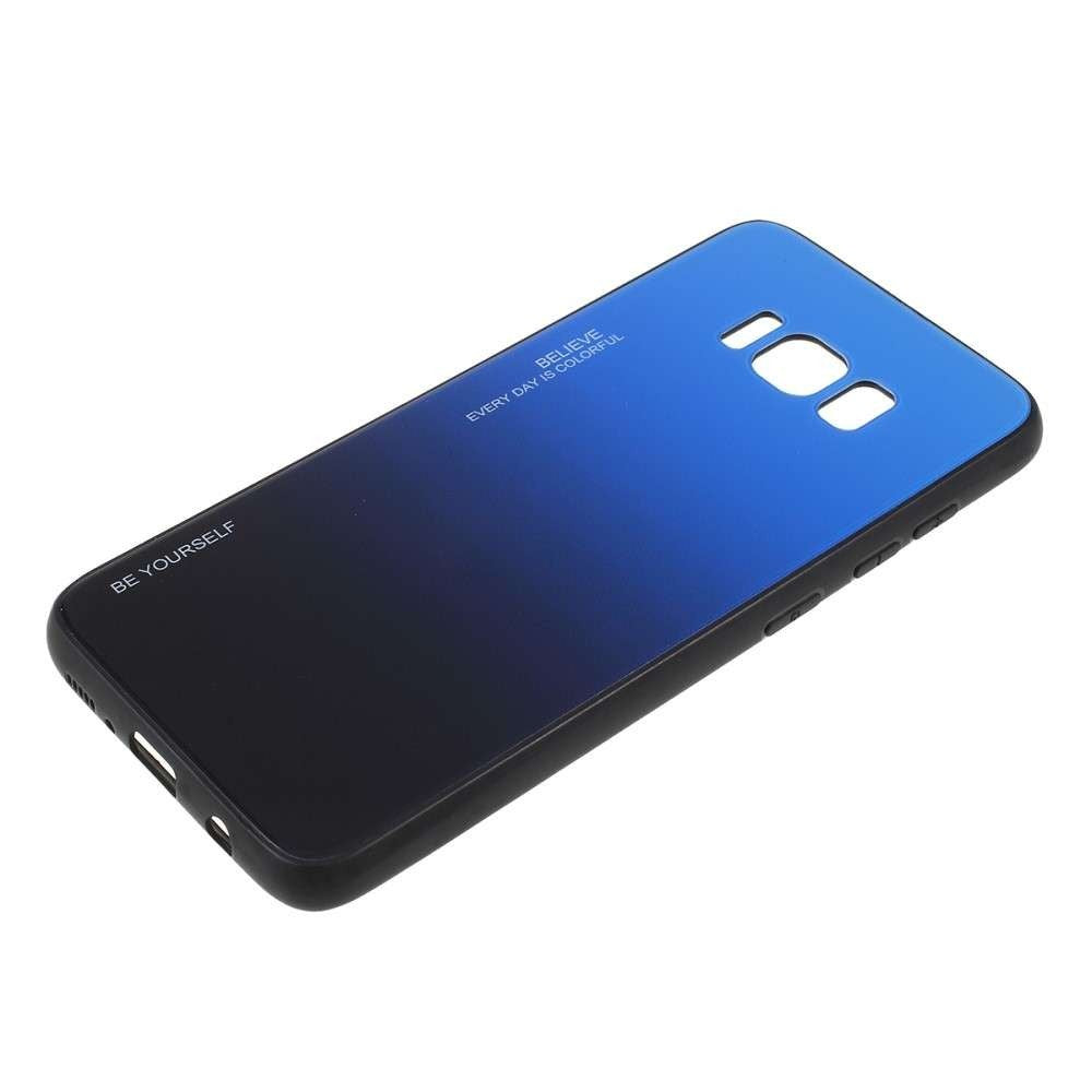 Husă Samsung Galaxy S8, cu spate din sticlă în degrade, albastru