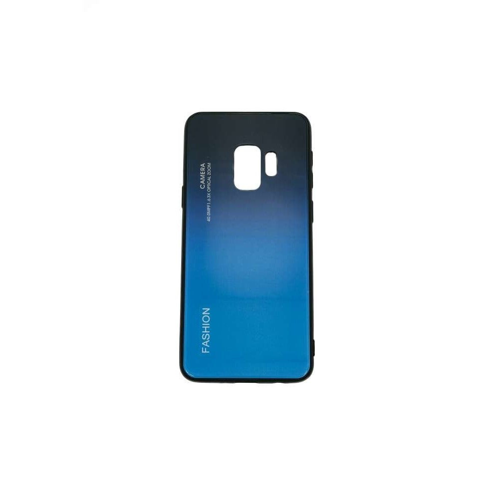 Husă Samsung Galaxy S9, cu spate din sticlă în degrade, albastru