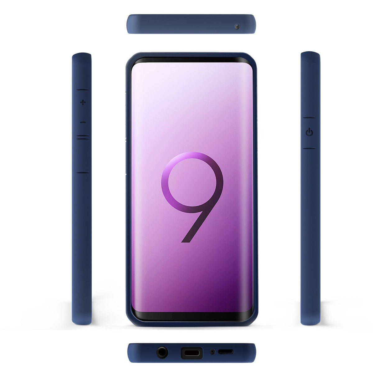 Husă Samsung Galaxy S9 Plus, spate rigid, din acril, cu ramă antișoc, albastru