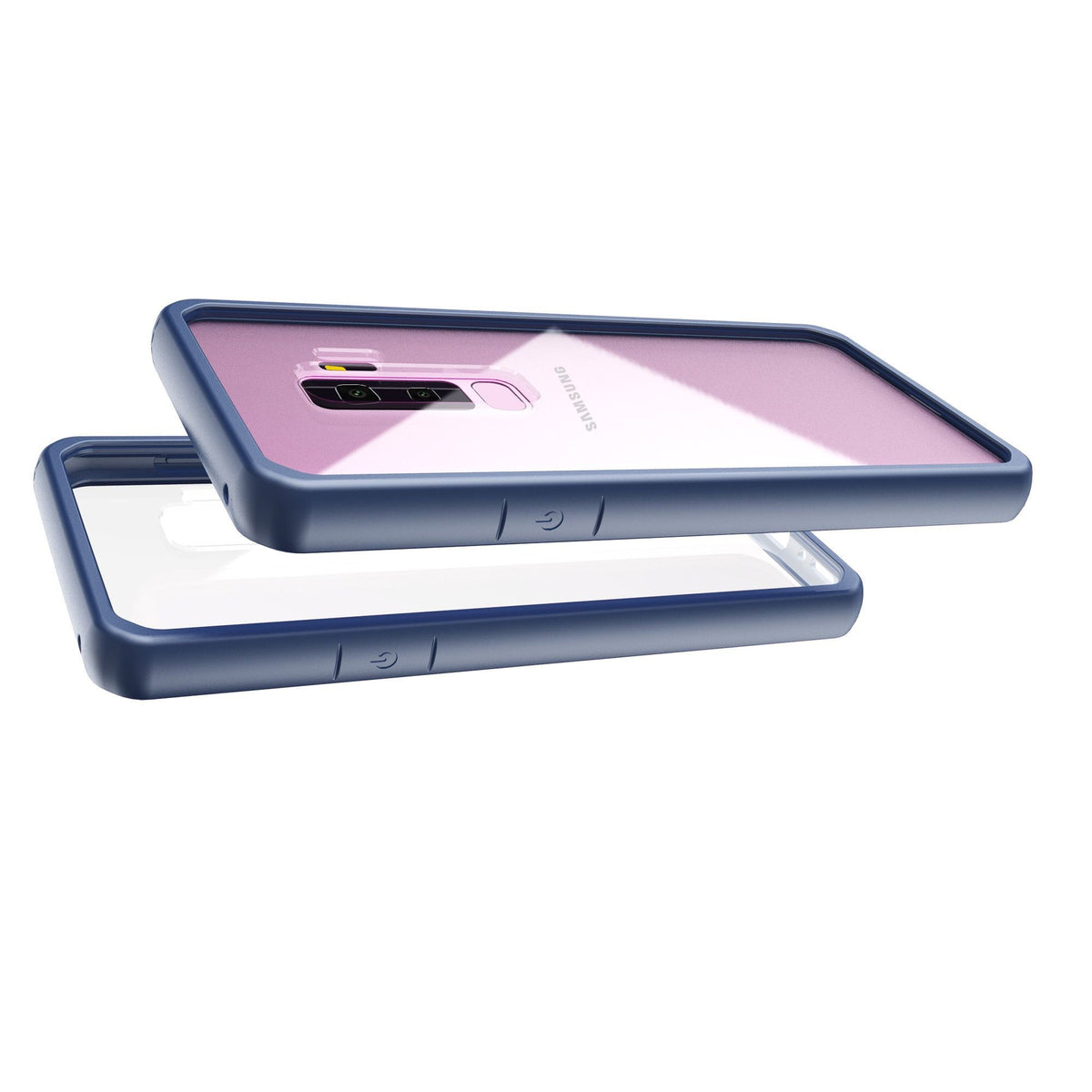 Husă Samsung Galaxy S9 Plus, spate rigid, din acril, cu ramă antișoc, albastru