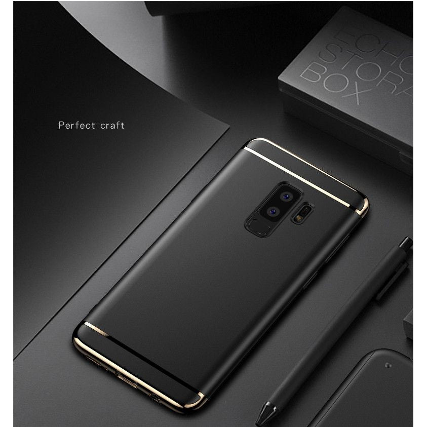 Husă Samsung Galaxy S9 Plus, spate rigid, din trei piese, cu margini cromate, negru
