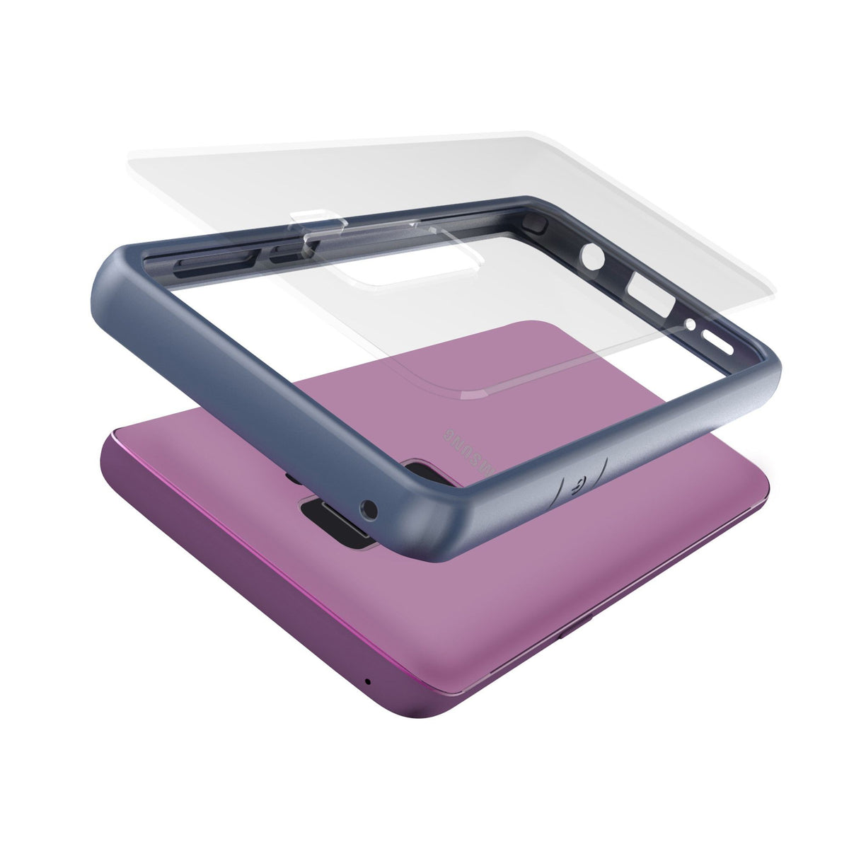 Husă Samsung Galaxy S9, spate rigid, din acril, cu ramă antișoc, albastru