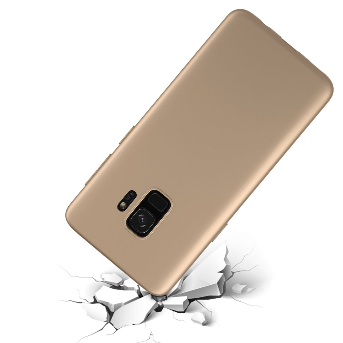 Husă Samsung Galaxy S9, spate rigid, mată, subțire, auriu