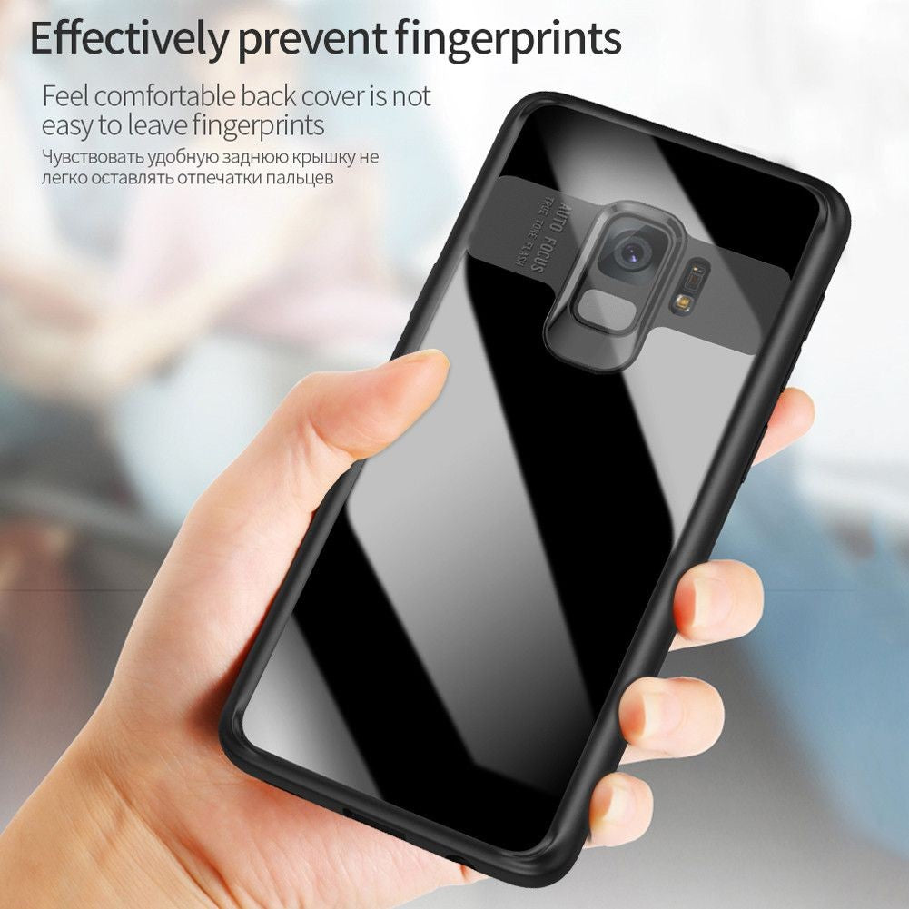 Husă Samsung Galaxy S9, spate rigid, transparentă, cu ramă colorată, negru