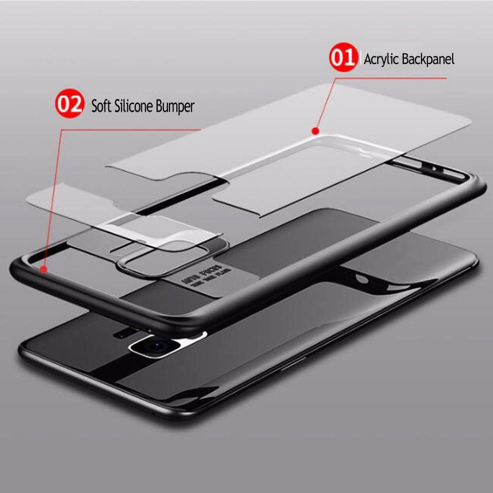 Husă Samsung Galaxy S9, spate rigid, transparentă, cu ramă colorată, negru