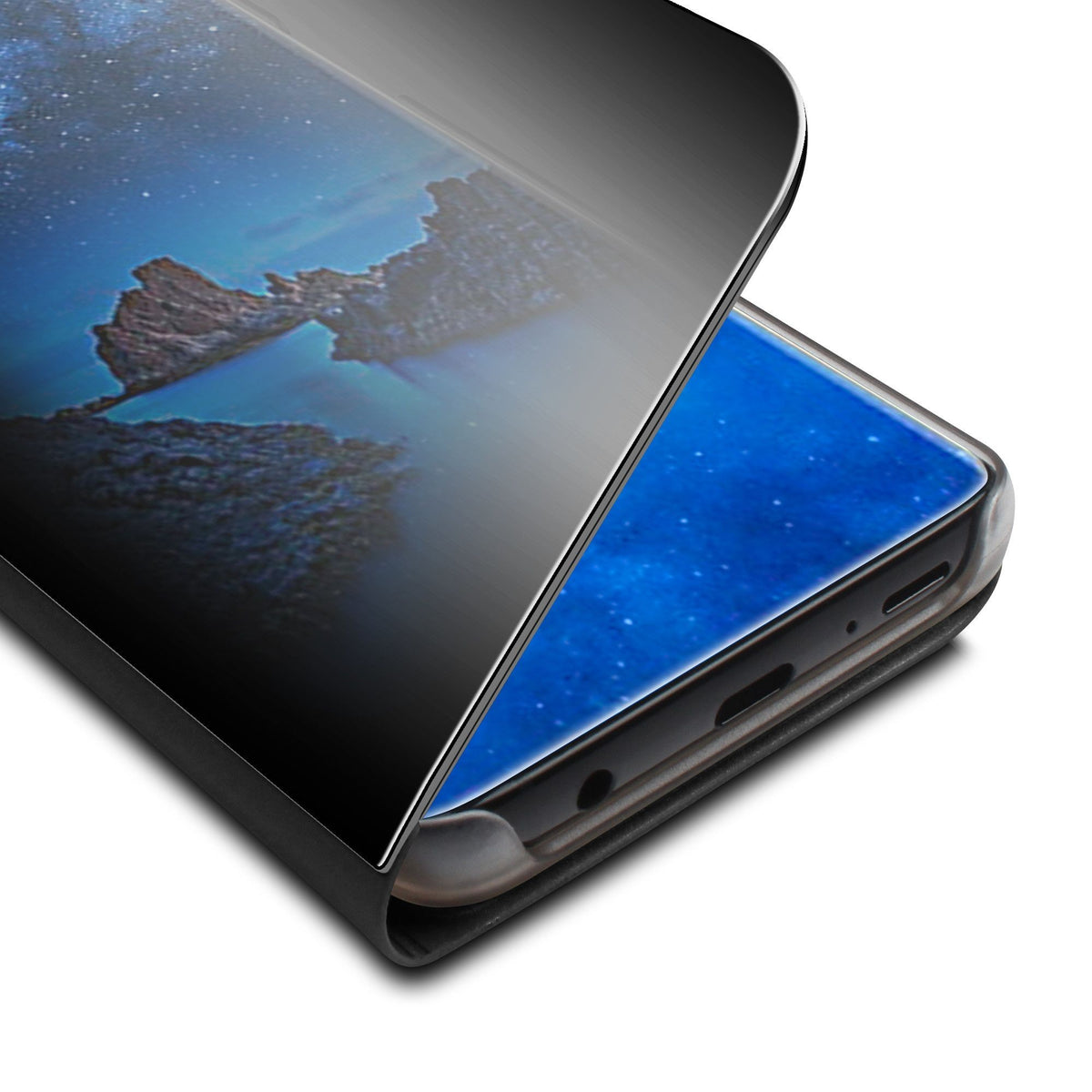Husă Samsung Galaxy S9, tip carte cu oglindă, negru