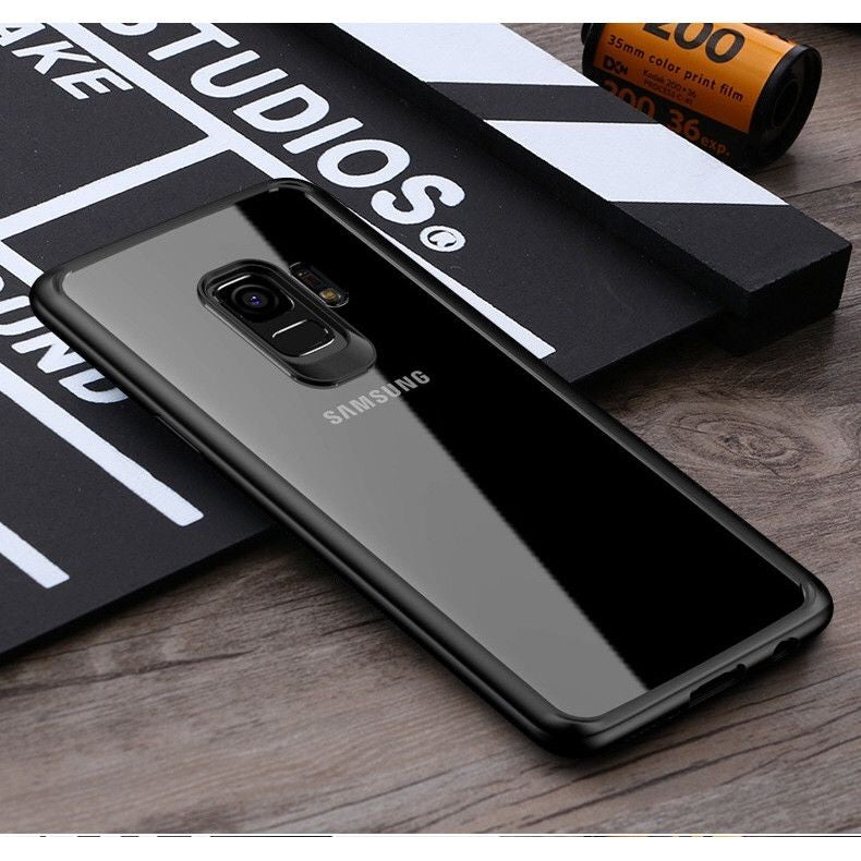 Husă Samsung Galaxy S9, transparentă, cu ramă colorată, transparent/negru