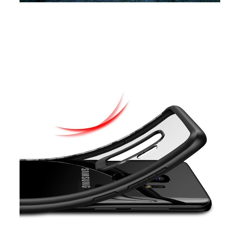 Husă Samsung Galaxy S9, transparentă, cu ramă colorată, transparent/negru