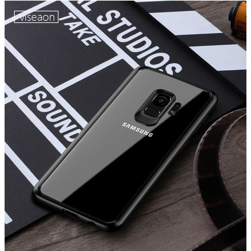 Husă Samsung Galaxy S9, transparentă, cu ramă colorată, transparent/negru