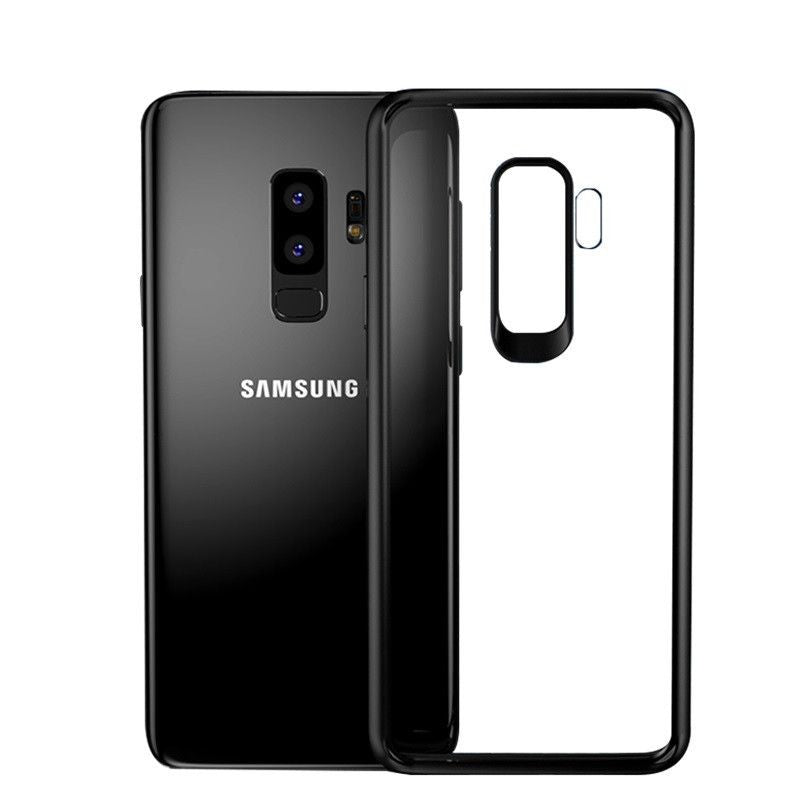 Husă Samsung Galaxy S9, transparentă, cu ramă colorată, transparent/negru